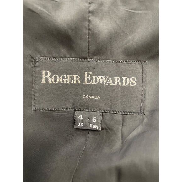 Roger Edwards Black Linen Wrap Dress with Asymmetrical Collar Size 4 - Picture 11 of 12